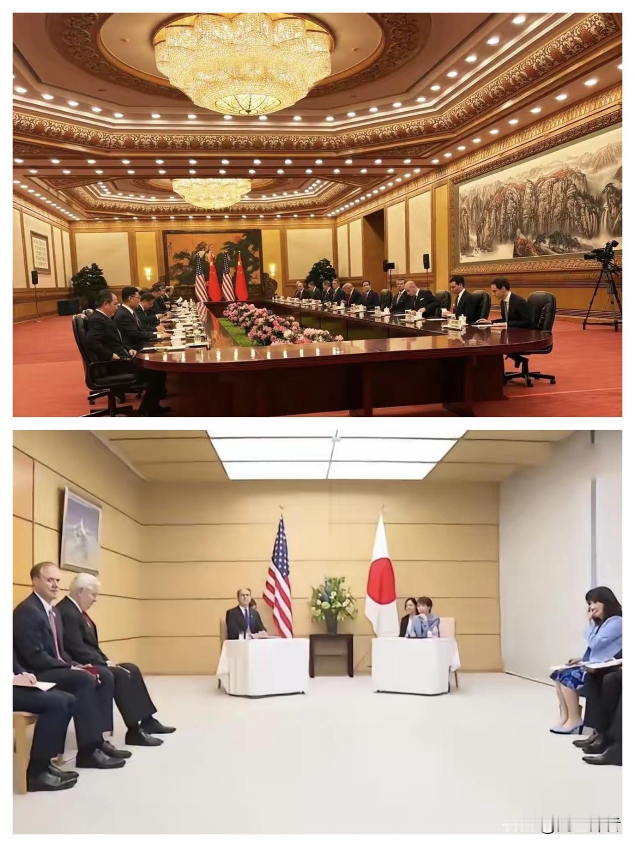 中日两国的会客厅对比:日本的会客厅既小又矮，让人感觉很压抑很寒酸。日本的会谈场面