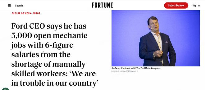 近日，美国福特汽车公司总裁吉姆·法利（JimFarley）接受采访谈到了美国制