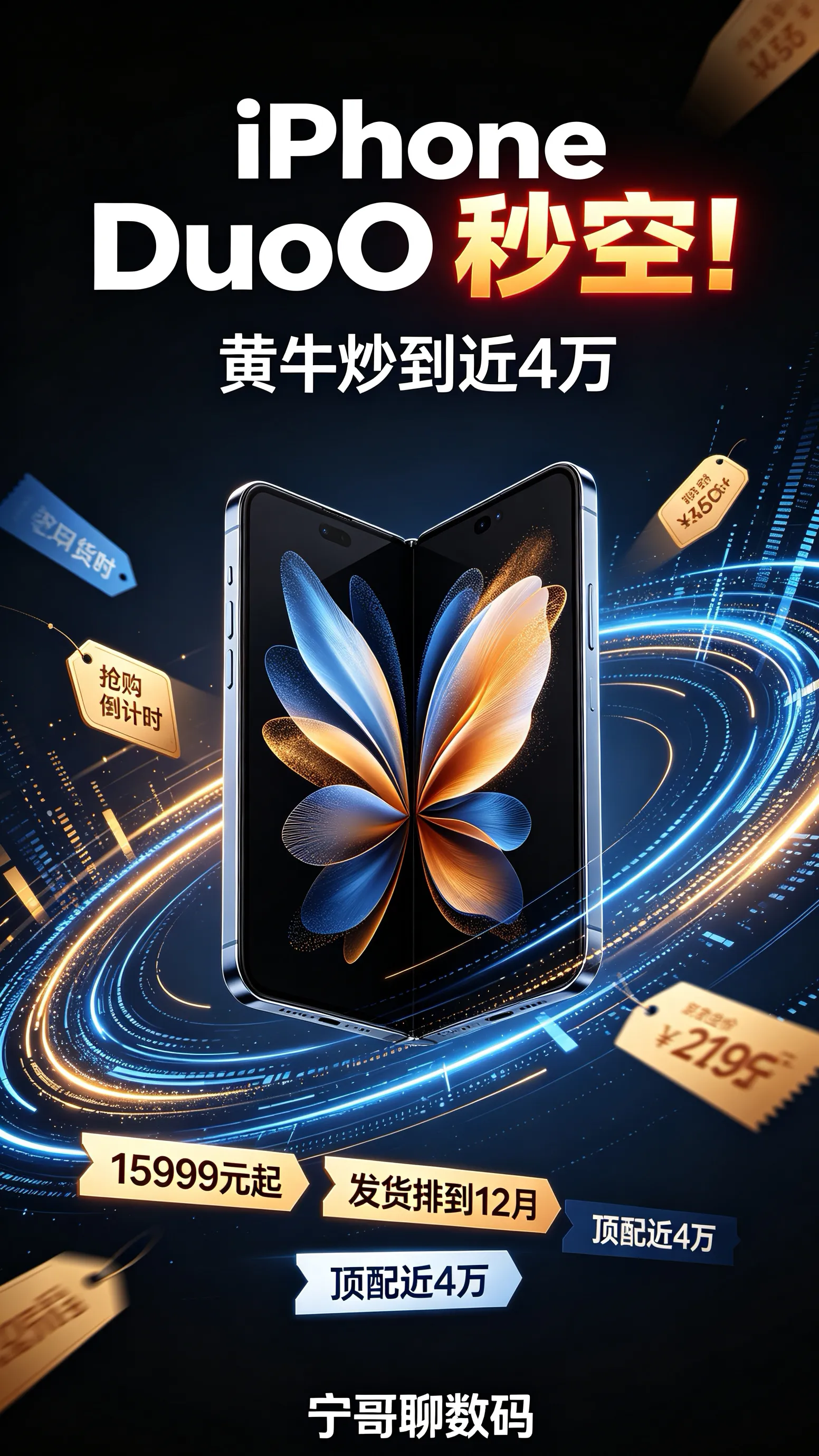 iPhoneDuo｜开售秒空🔥黄牛炒到近4万苹果首款折叠屏，订单排到12月！✨亮点▪️书本横向折叠