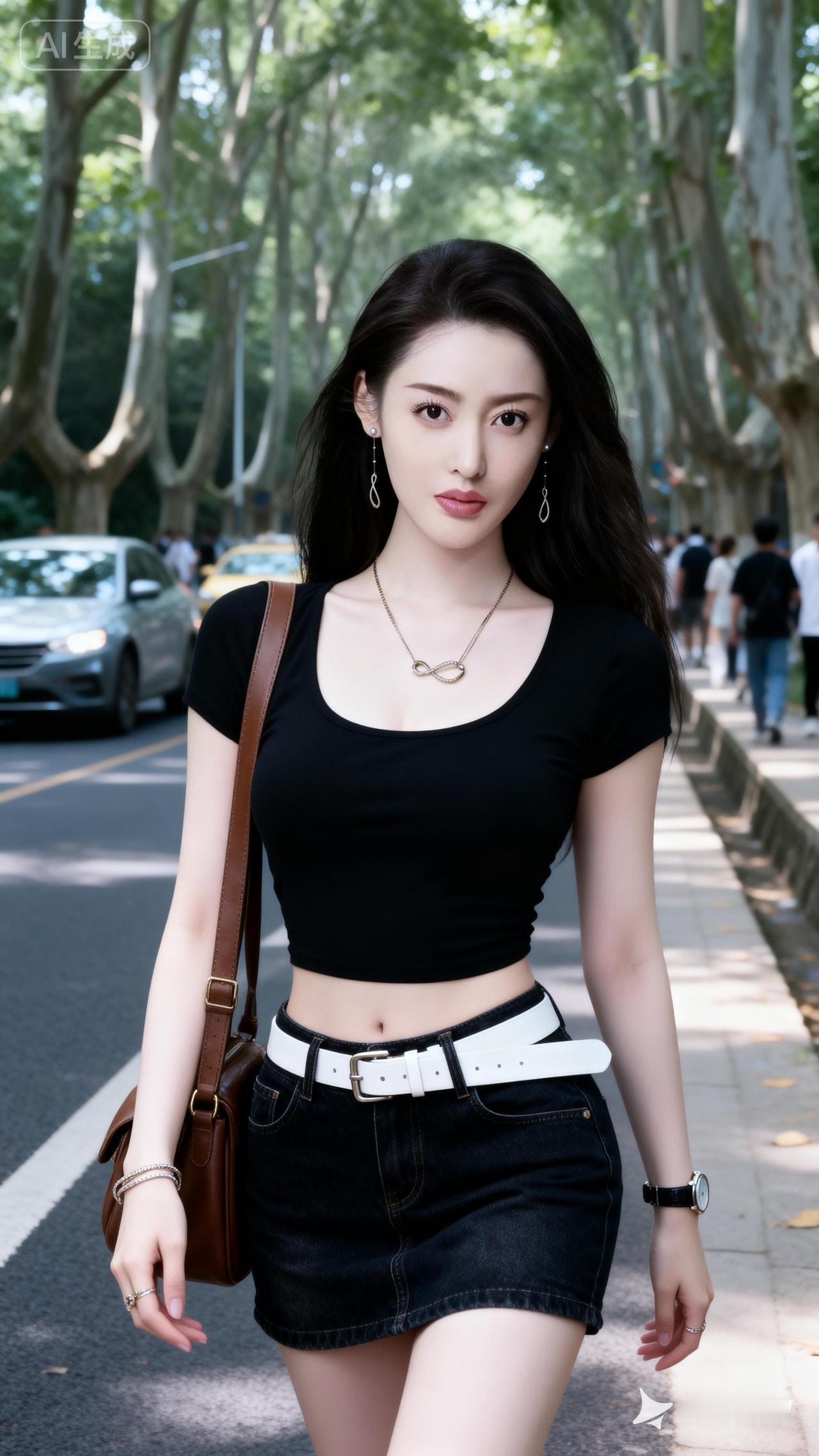 夏日穿搭指南：黑色短袖+牛仔短裙，清新自然，时尚百搭！🌞👗👠