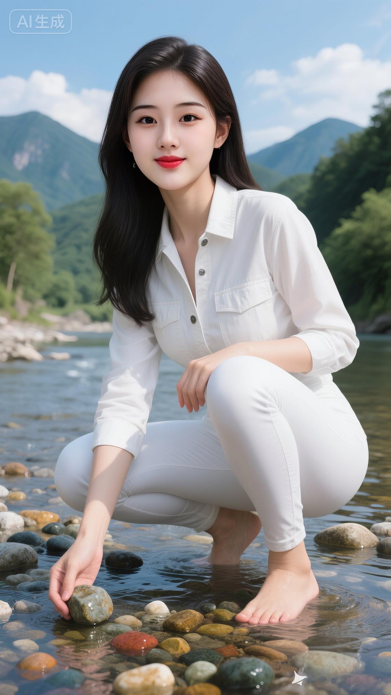 在山间溪流中，享受宁静与自然的美好时光。🌿💦🌿