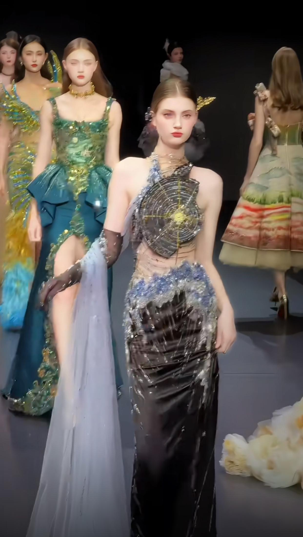 终于看到一个正常设计师了，这是柬埔寨的时装秀每一套都非常漂亮，模特也没有露出