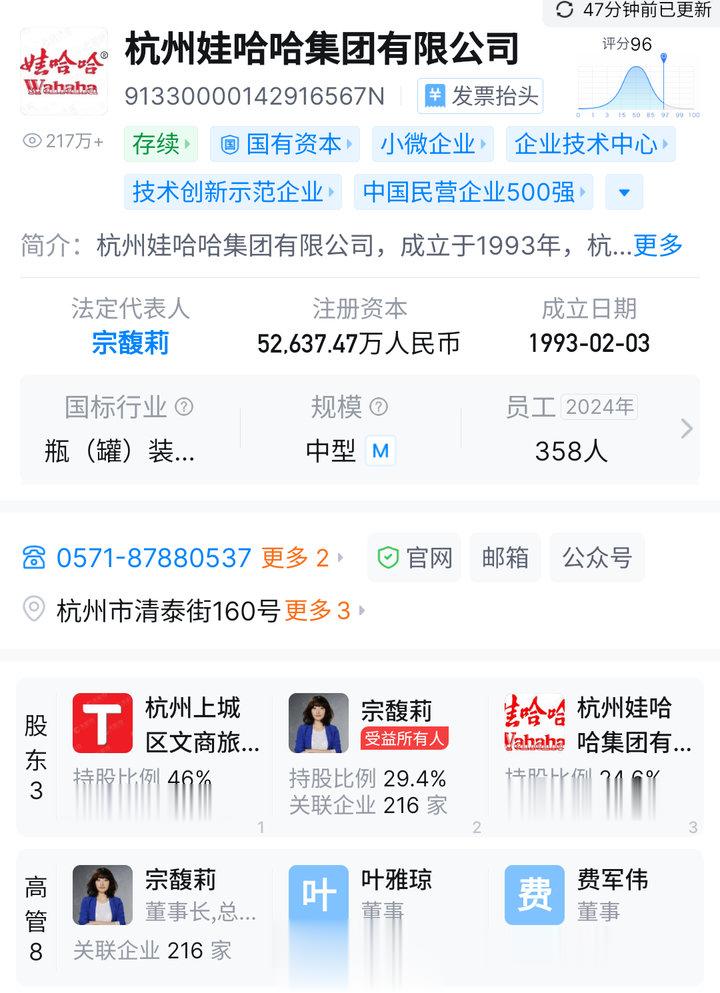 宗馥莉辞去娃哈哈职务是否需要离任审计? 杭州市上城区审计局回应