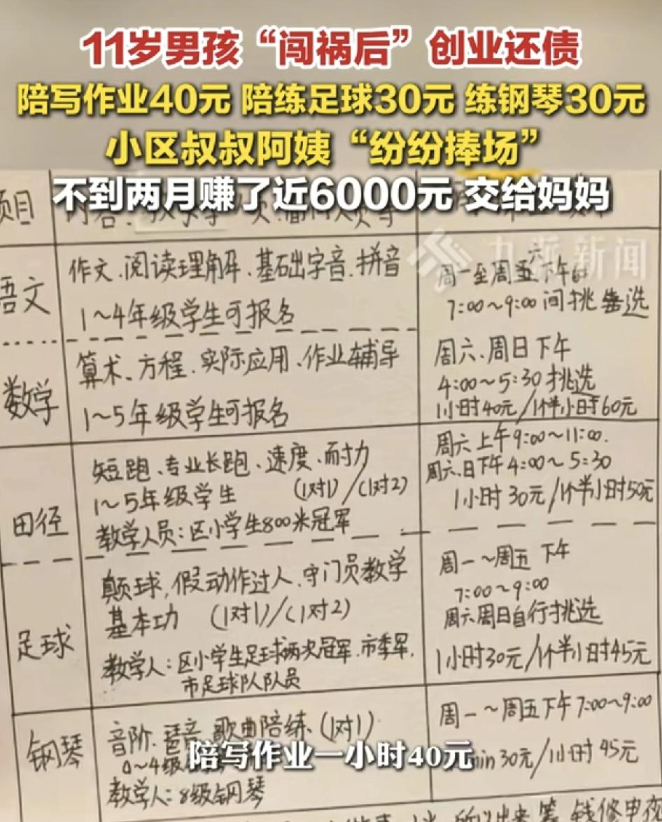杭州有一位11岁的男孩，家中玩时不慎打破了液晶电视屏。面对6000元的维修费用，