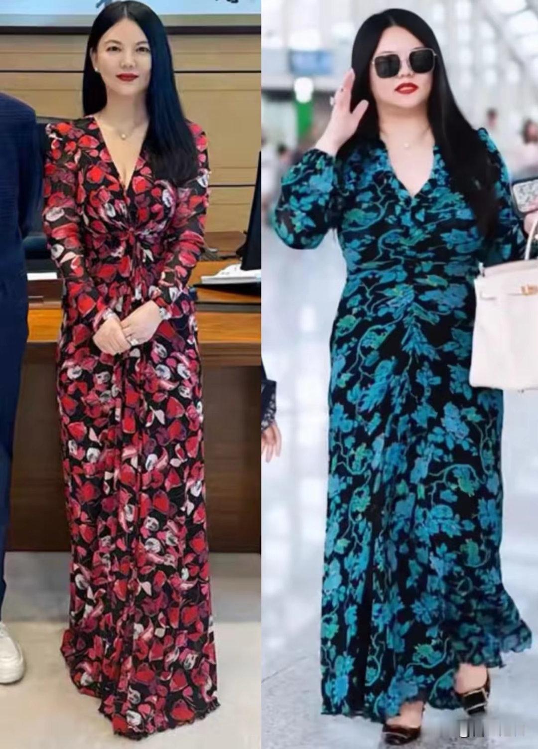 李湘啊咱就是说，真的该减肥了吧左边之前的李湘，右边是今年的李湘之前穿DVF还可