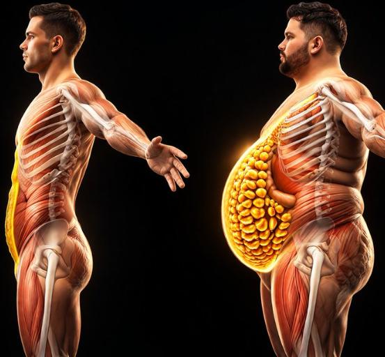 【腹部脂肪会破坏：•皮质醇•睾酮•胰岛素，这不是因为你的外貌。内脏