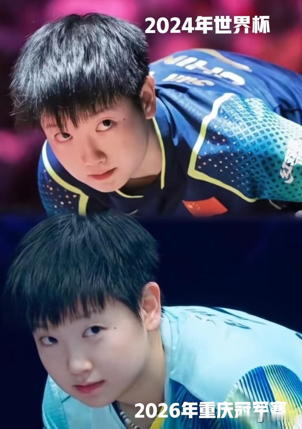 这个角度绝绝子偷偷看镜头的孙颖莎24年的莎莎眼神犀利，不服输的表情，野心勃勃