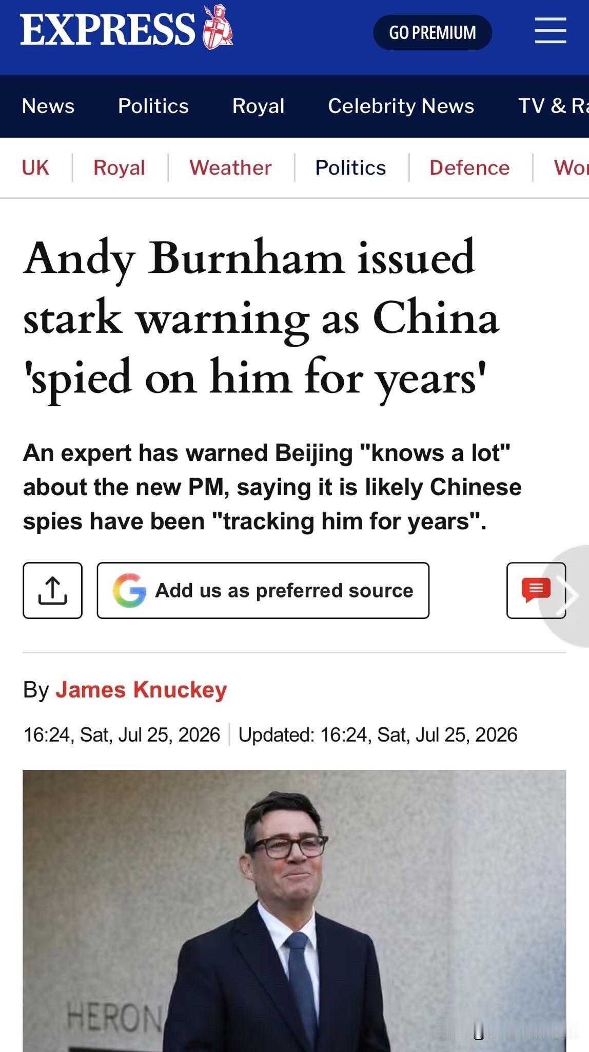 讲真，14亿中国中真的没有人听说过安迪·伯纳姆。英国《每日快报》（DailyE