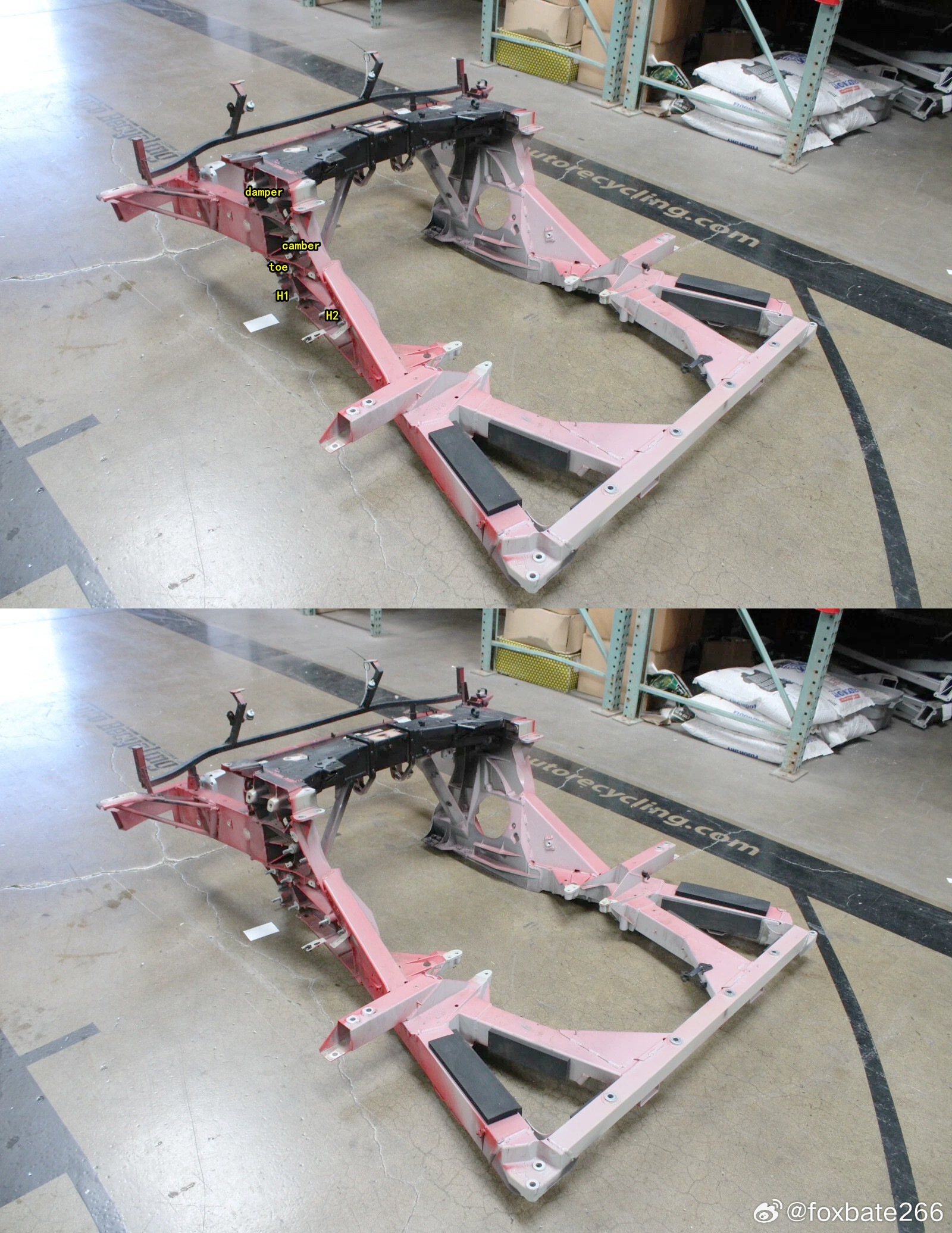 法拉利488/458的integrallink后腿在“副车架”上的硬点。。。