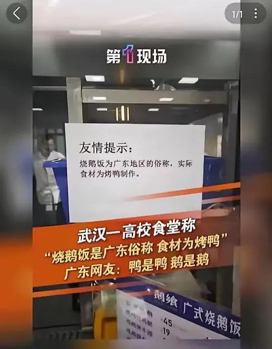 鹅鸭的风，最终还是从北吹向了南！在武汉某大学食堂里，你说它用鸭冒充鹅卖高价？这事