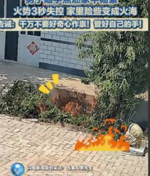 人果然不能太闲了！5月5日河北沧州，一男子在自己院子里抽烟，看着地上飘着一层花絮
