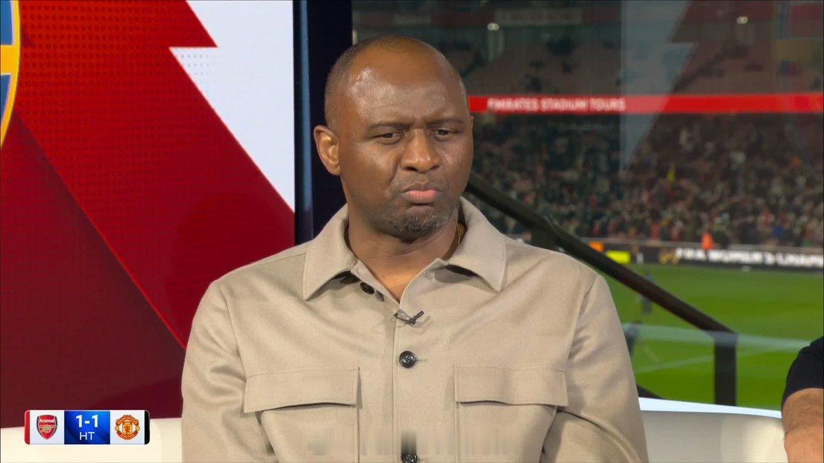 【赛后观点：阿森纳2比3曼联】，比赛结束之后，阿森纳传奇中场维埃拉，在天空体育接