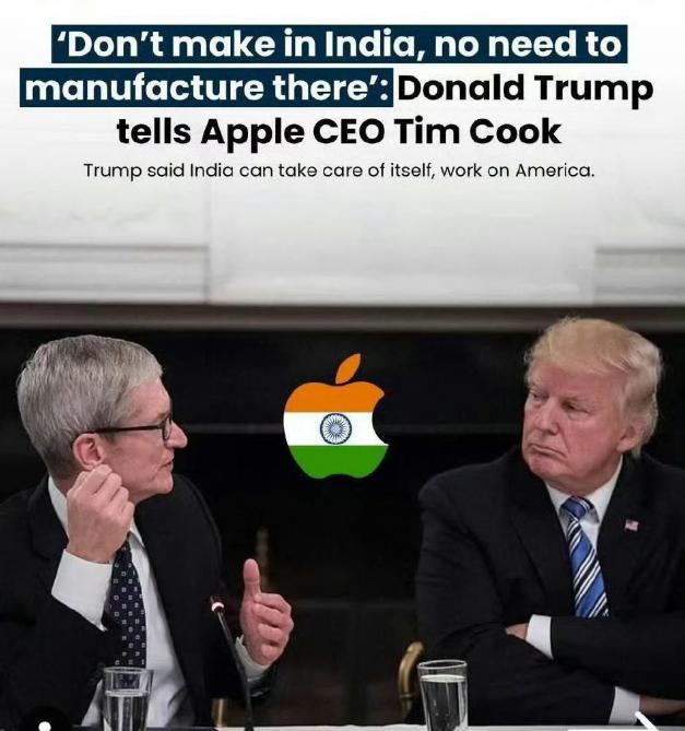 苹果公司求助懂王介入印度官司！大家都知道，印度对苹果公司的罚款，最高可达38