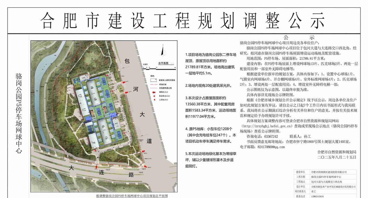 合肥要建一个网球场，位于包河区骆岗公园一停车场。用地面积2.1万方，球场有好几片