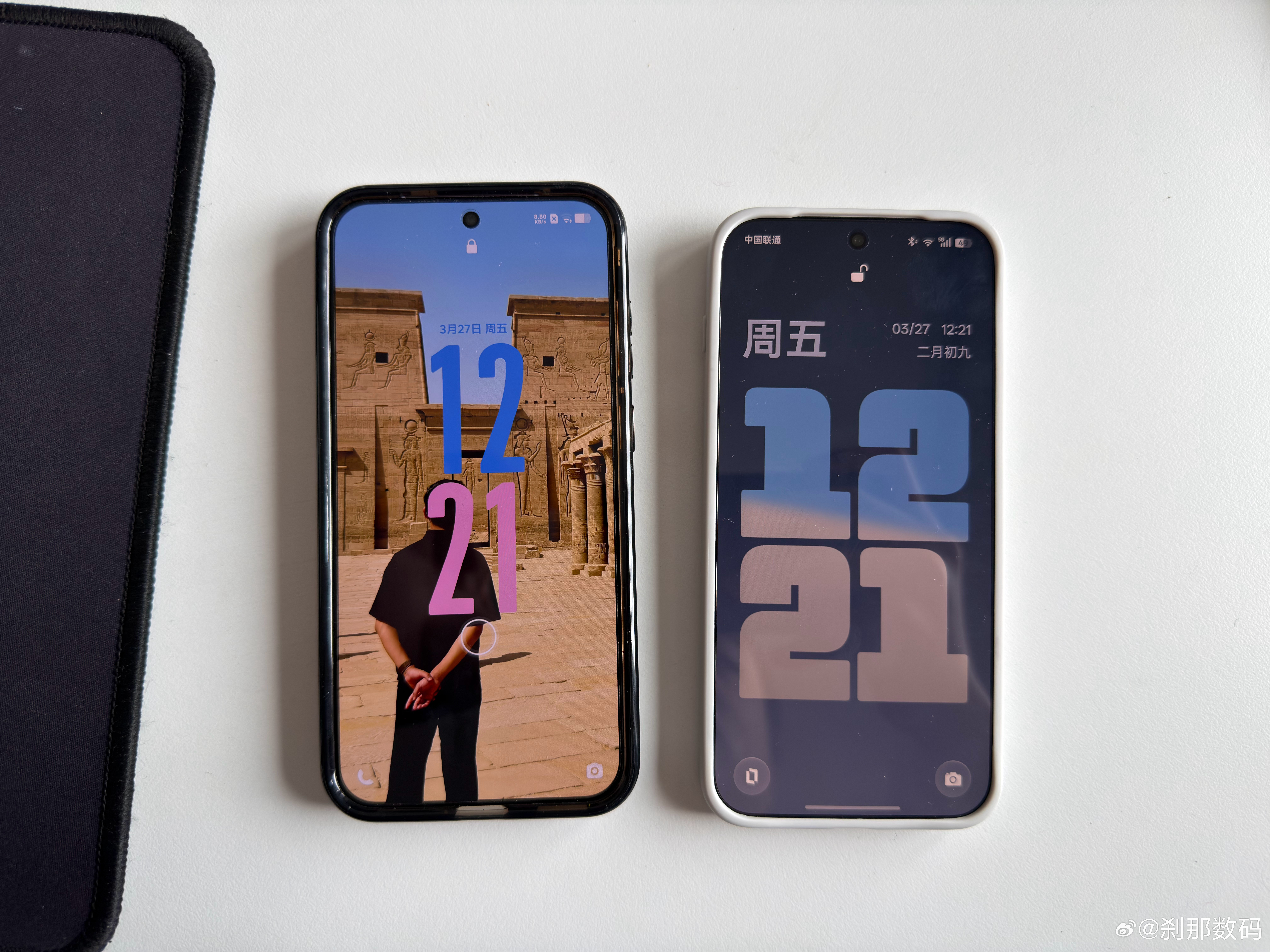 看来越来越多人喜欢时钟放在屏幕居中的设置了左vivo、右一加、图三三星