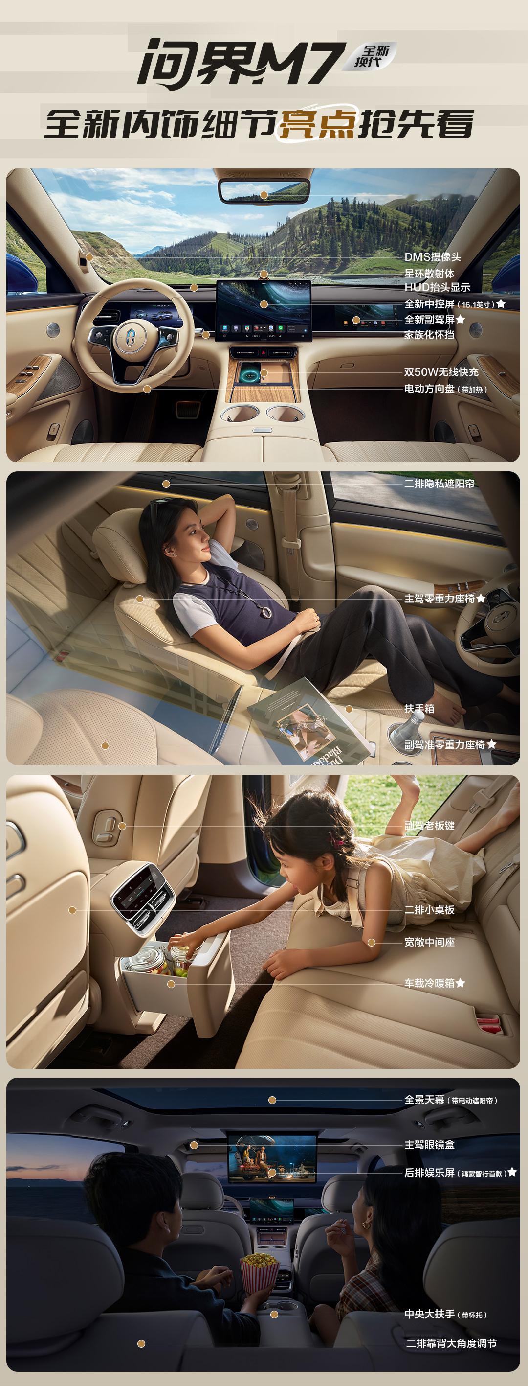 新款问界M7内饰公布了，冰箱大彩电沙发全都安排上了，这放谁，谁不心动，谁顶得住
