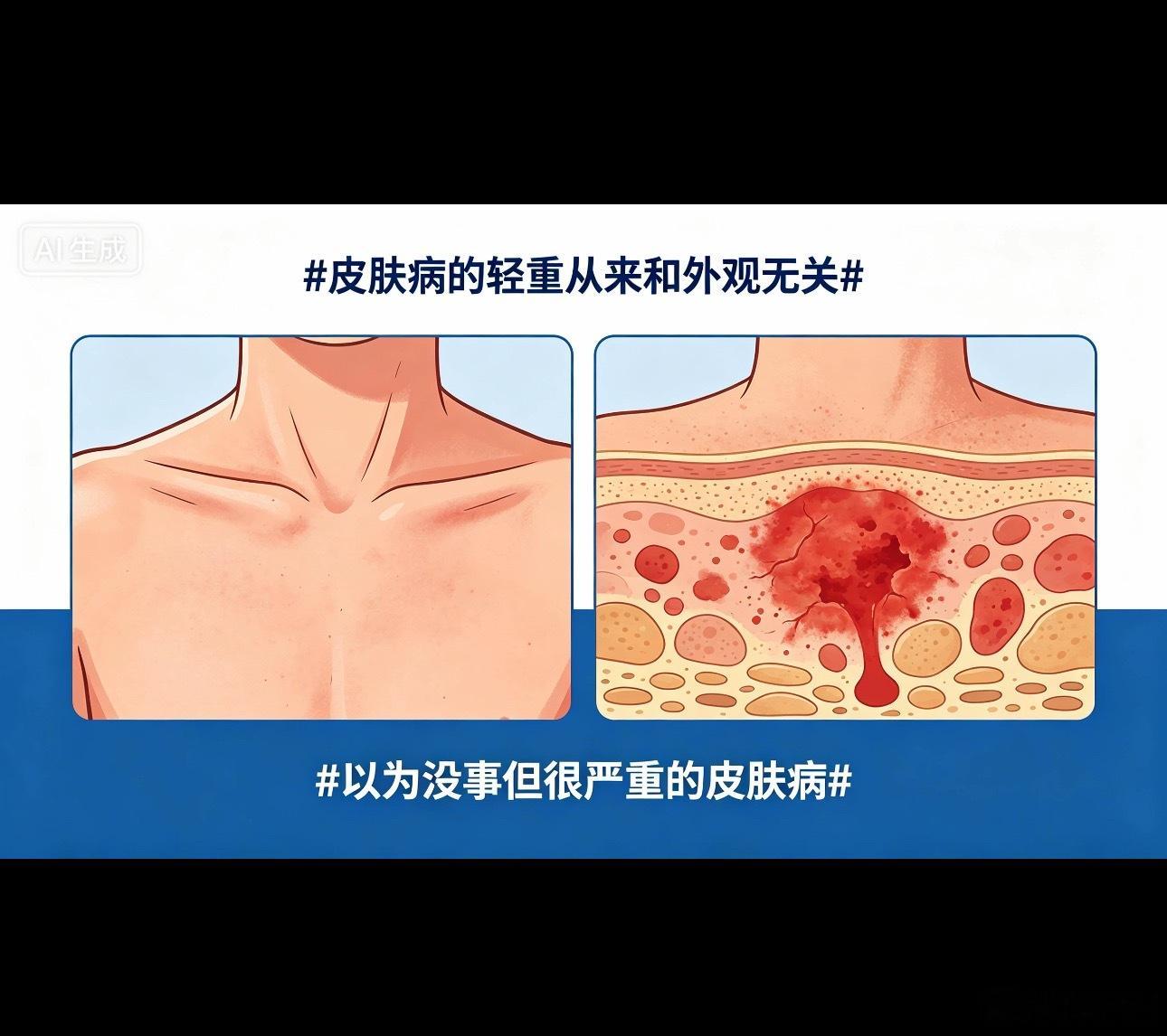 皮肤病的轻重从来和外观无关总有人觉得，没破皮、不红肿就不算严重皮肤病，不用专门
