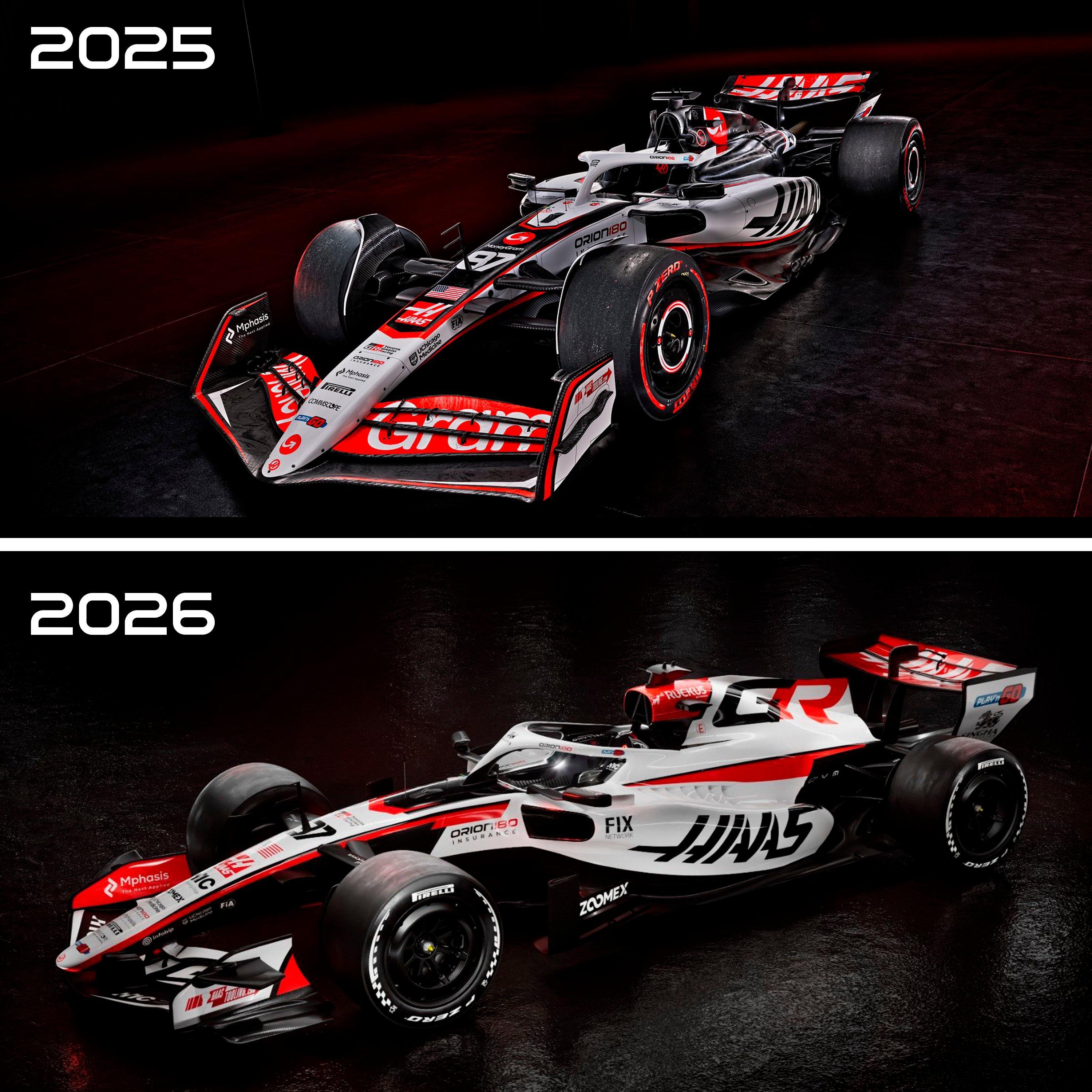 2025和2026赛季哈斯F1赛车的涂装对比F1