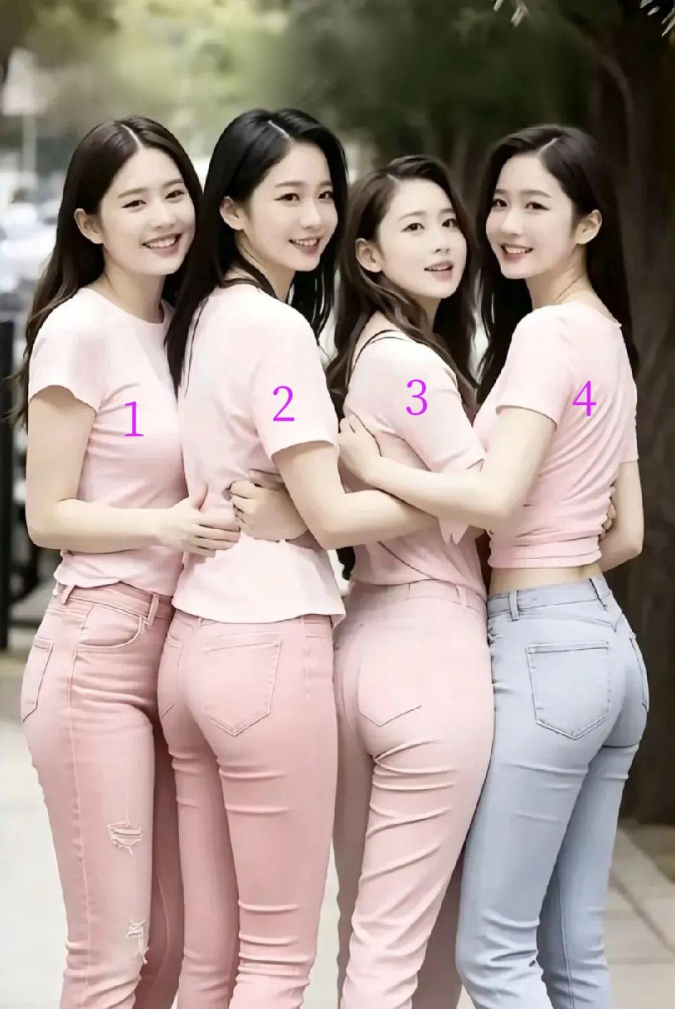 这四个美女中，有一个是男扮女装的，你仔细瞅瞅，看能猜出来是哪位吗？