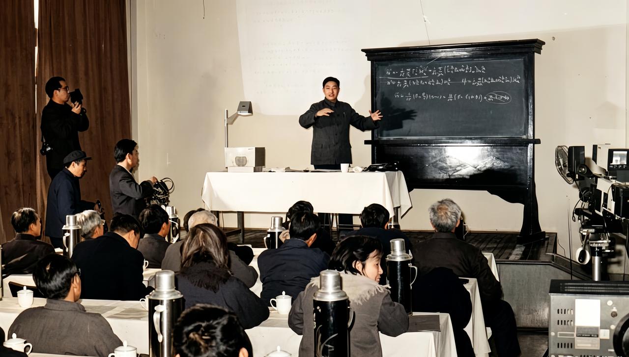 这是1982年新中国第一位博士马中骐在中科院高能物理研究所举行的博士论文答辩会上