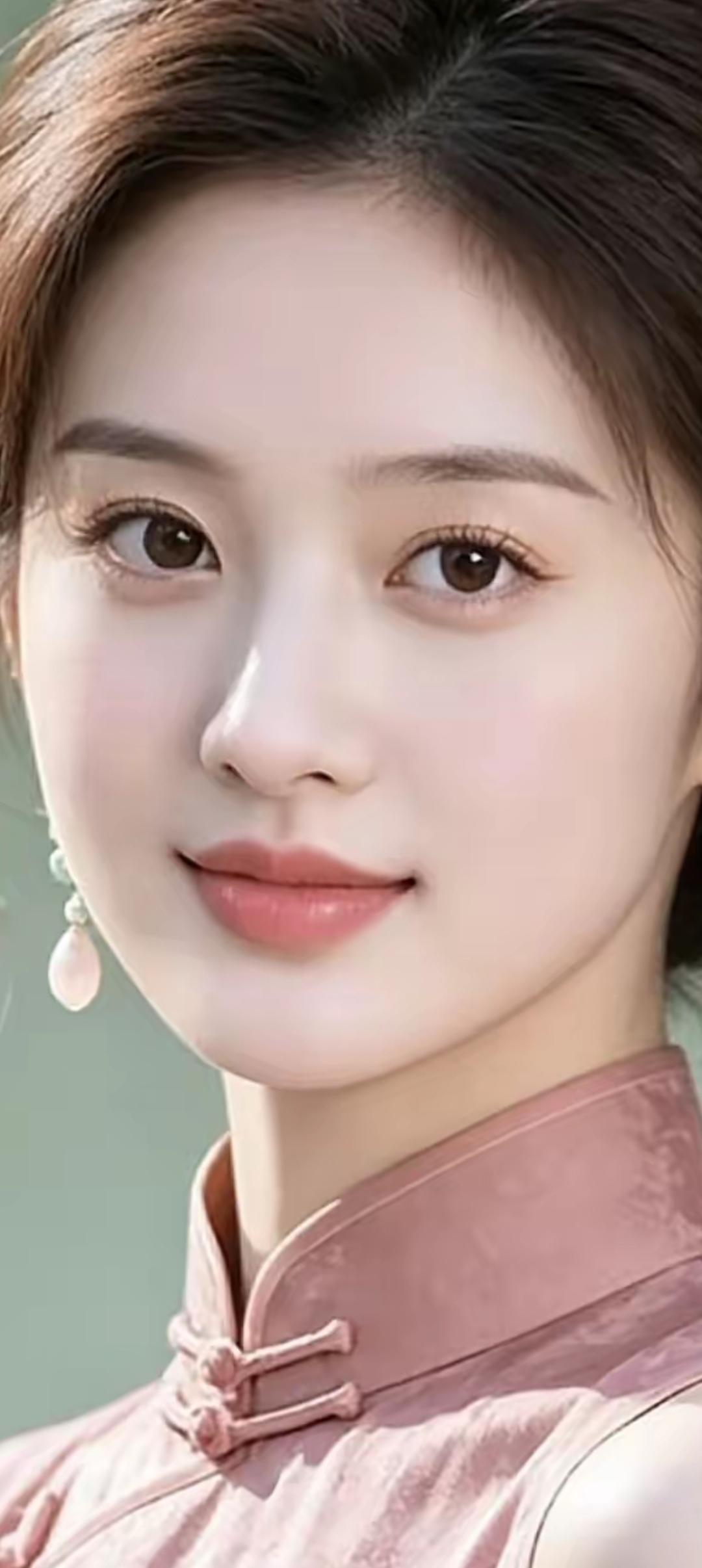 优雅东方美人，粉嫩旗袍，温婉动人