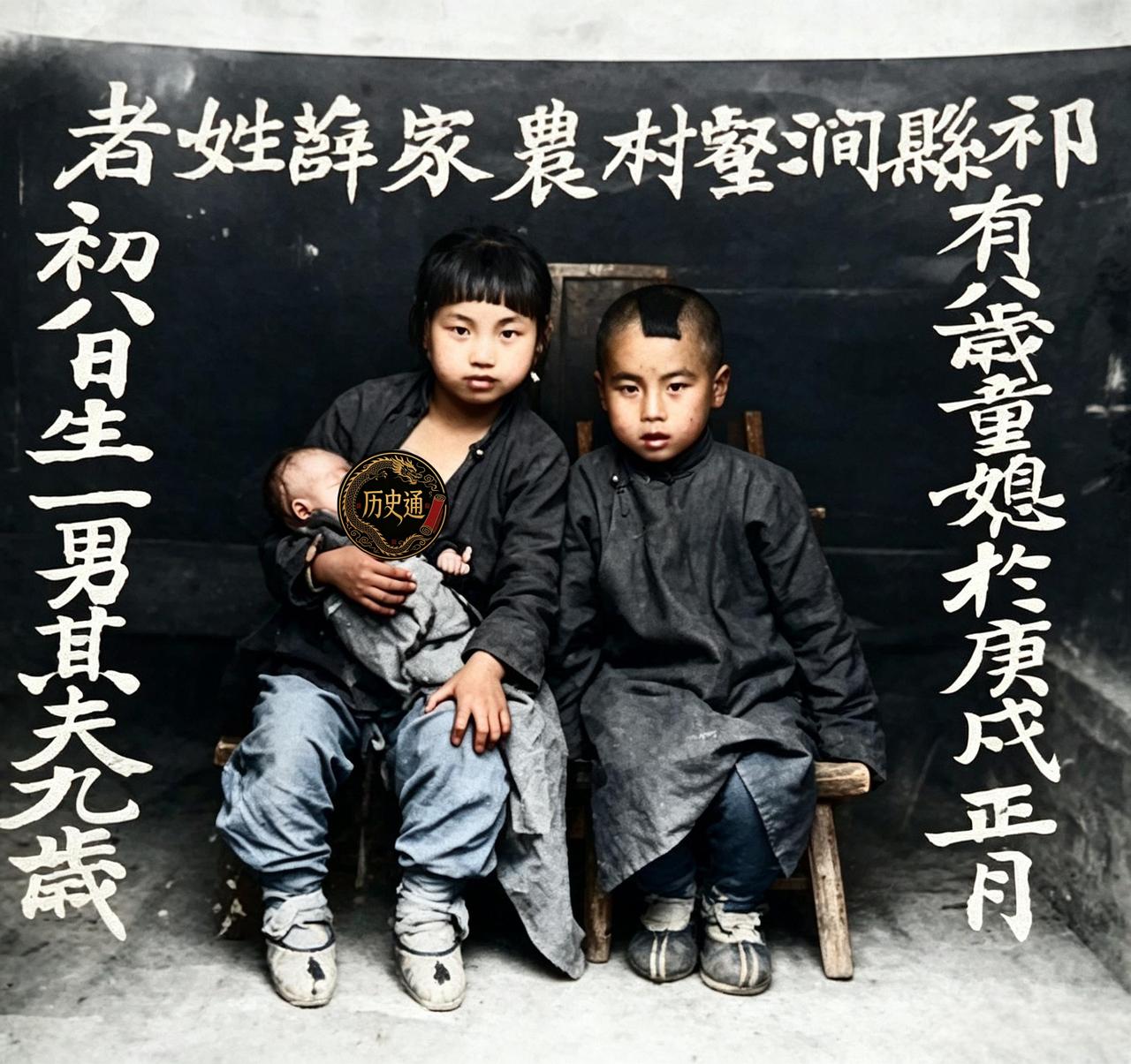 这是一九一零年，一名名叫薛子道的九岁男娃与一名名叫李福珍的八岁女娃婚后生了一个七