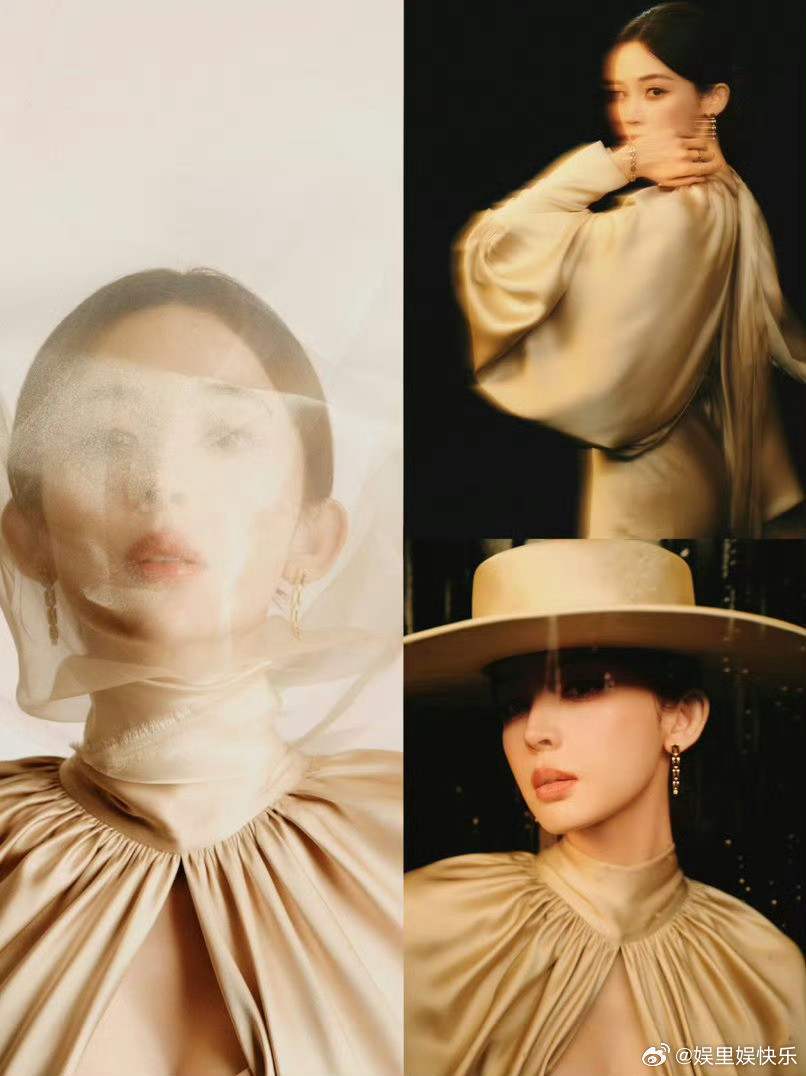 娜扎老电影女主角既视感娜扎旧画报风名伶娜扎穿缎面裙戴礼帽，活脱脱旧画报名伶！老