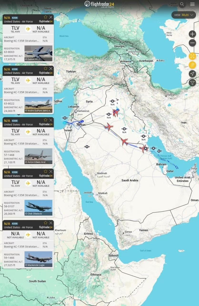 M军在中东的最高机密，现全在Flightradar24软件上全球直播[捂脸哭]！