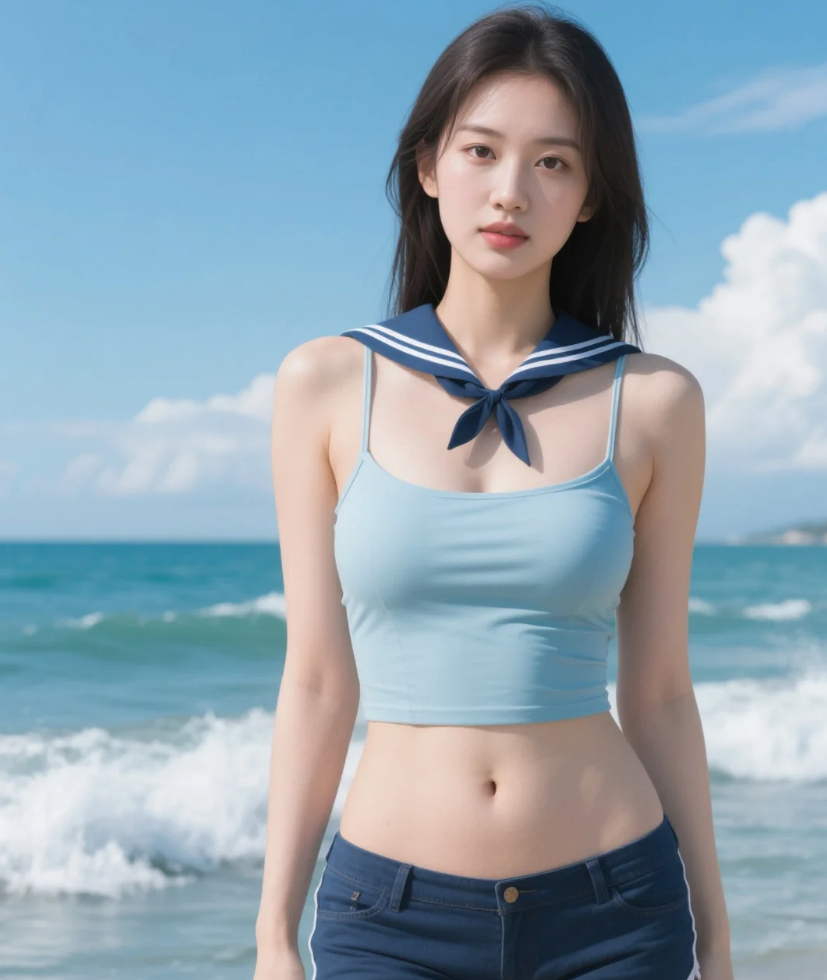 比基尼与碎花裙的较量，海风选择了她的腰线