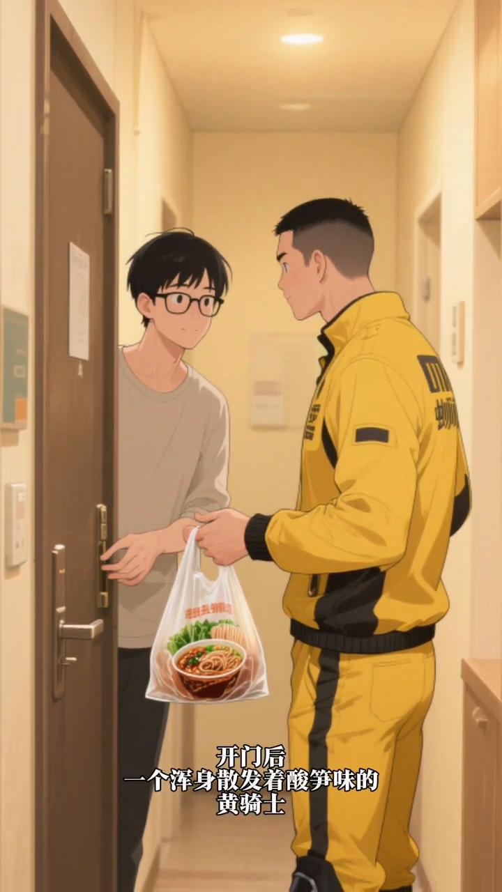 幽默小故事。我的外卖是首诗。叮咚，晚上十点半，我点的螺蛳粉到了。开门后，一个浑