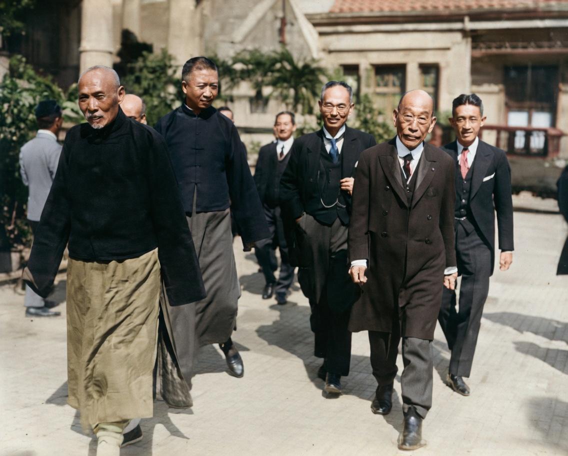 1926年10月的天津，日本前首相清浦奎吾（右二）拜访下野寓居天津的北洋军阀段祺