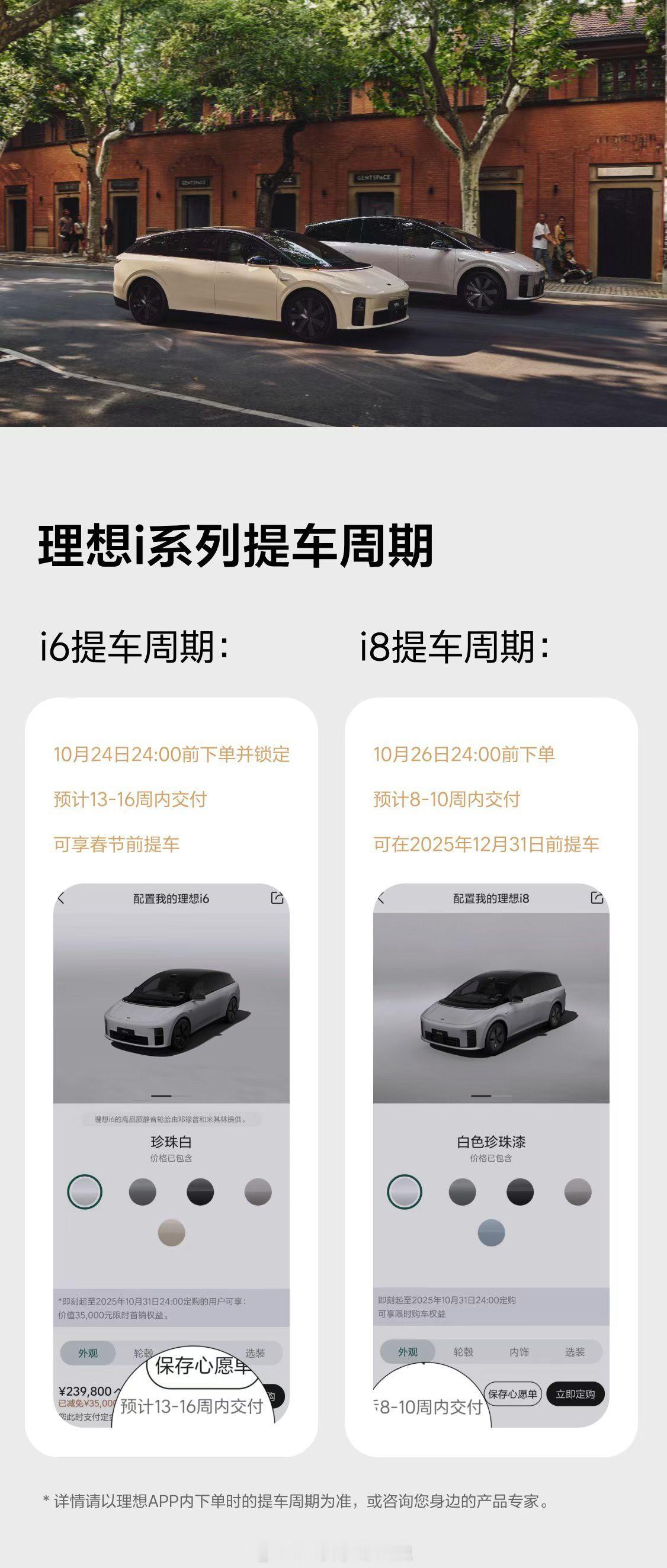 理想i6和理想i8最新的提车周期！​​​