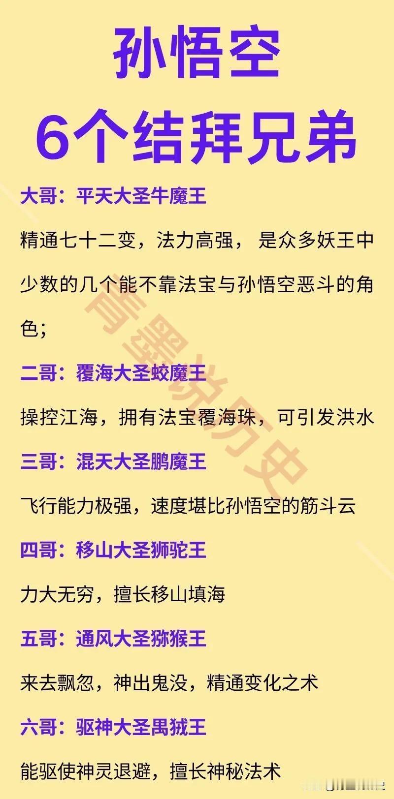 孙悟空的6个结拜兄弟，都是以“大圣”自居，各自都有拿手的本领，法力高强，难怪与孙