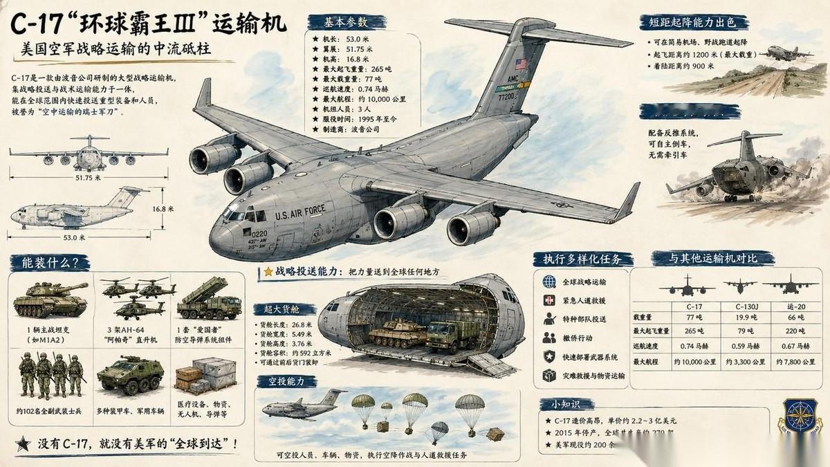 波音C-17GlobemasterIII（全球霸王III）是美军手里最不可