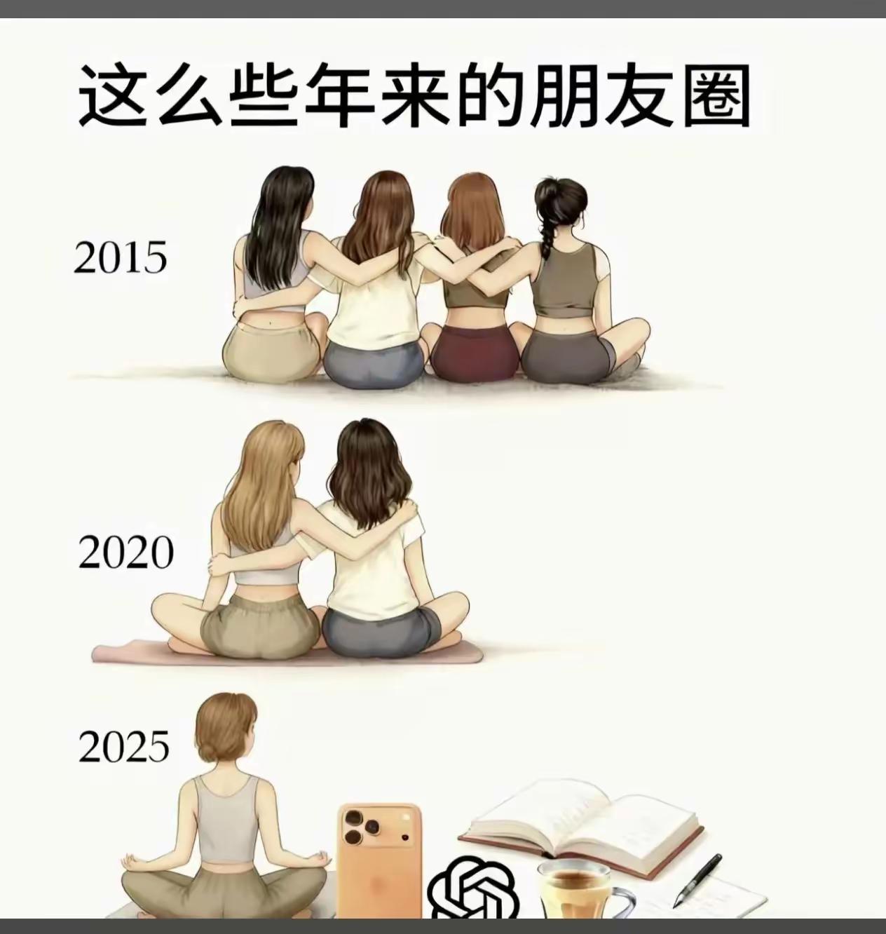 10年来朋友圈的变化[捂脸哭]