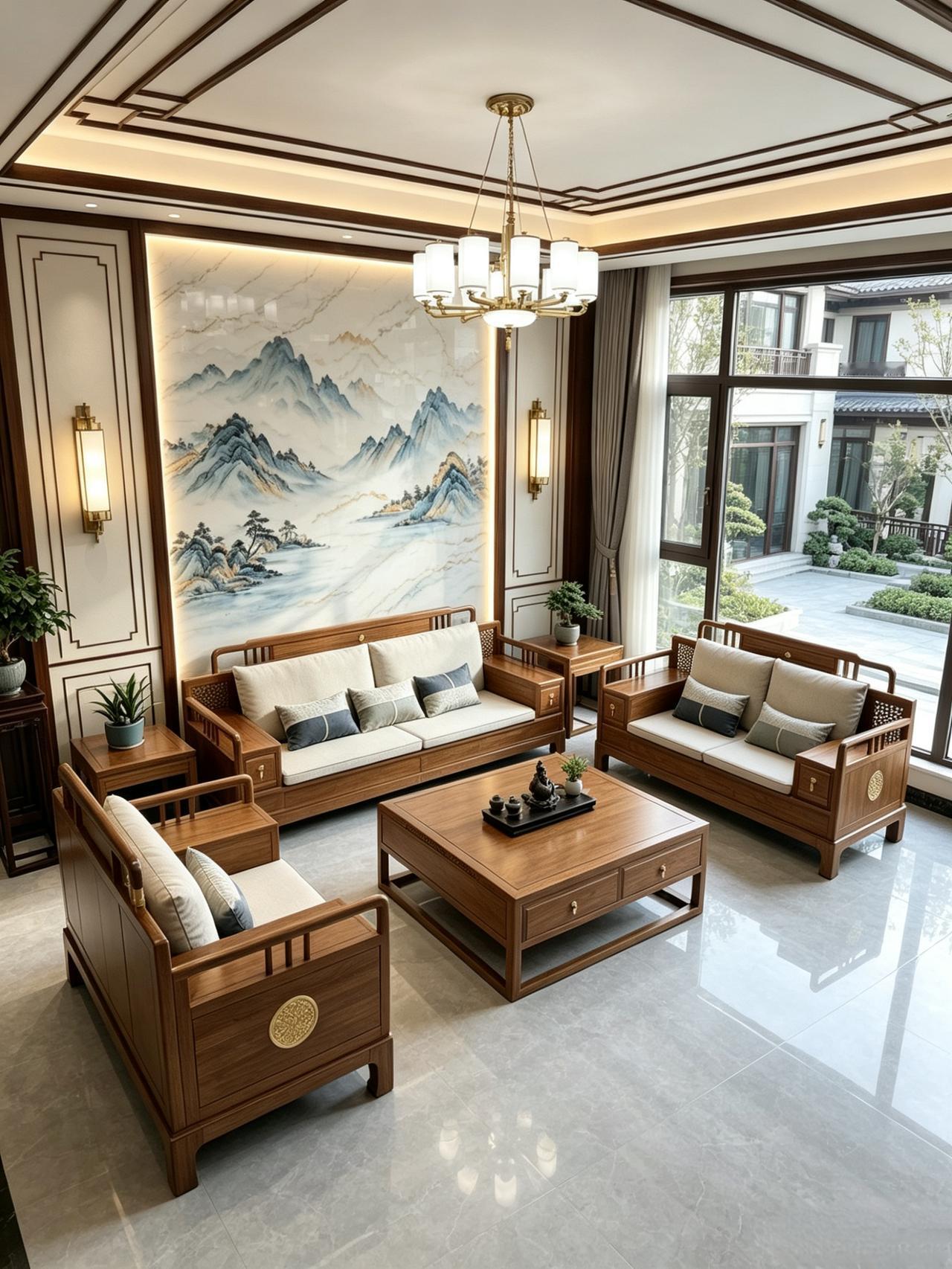 新中式家具新中式沙发全屋定制家具客厅搭配国风古韵