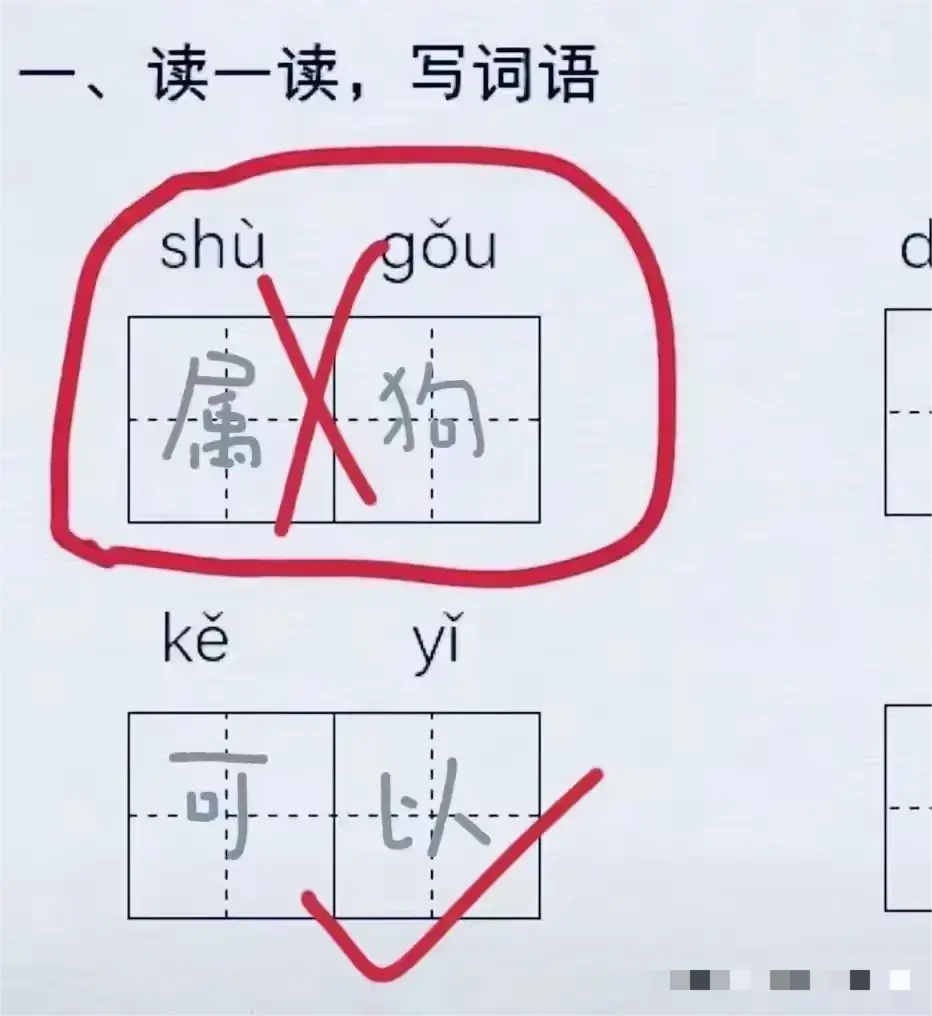 这难道不是属狗吗？为什么老师说是错的？