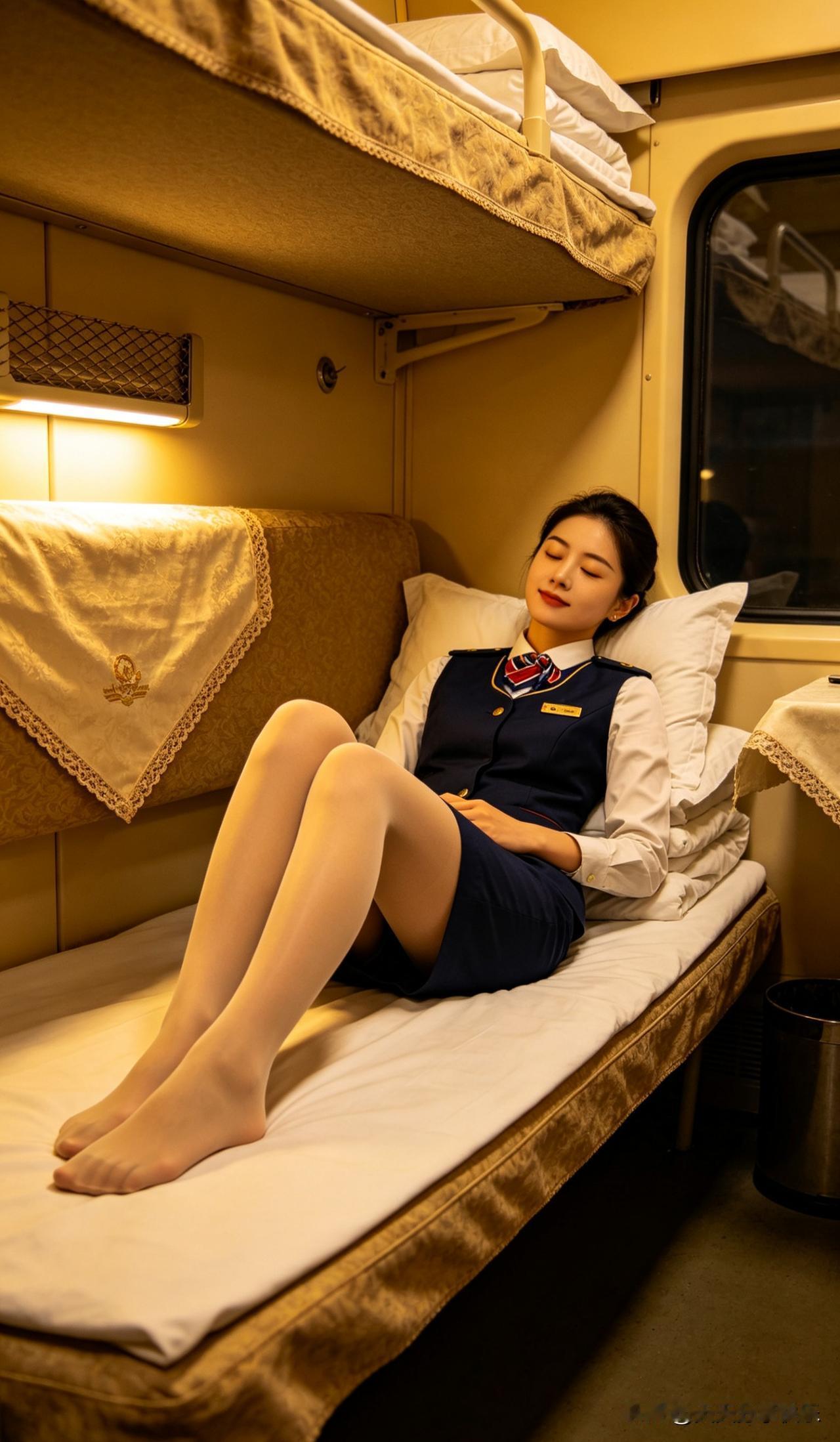 ai乘务员在休息，他们很辛苦ai宝妈ai宝妈正能量ai乘务员乘务员AI高铁