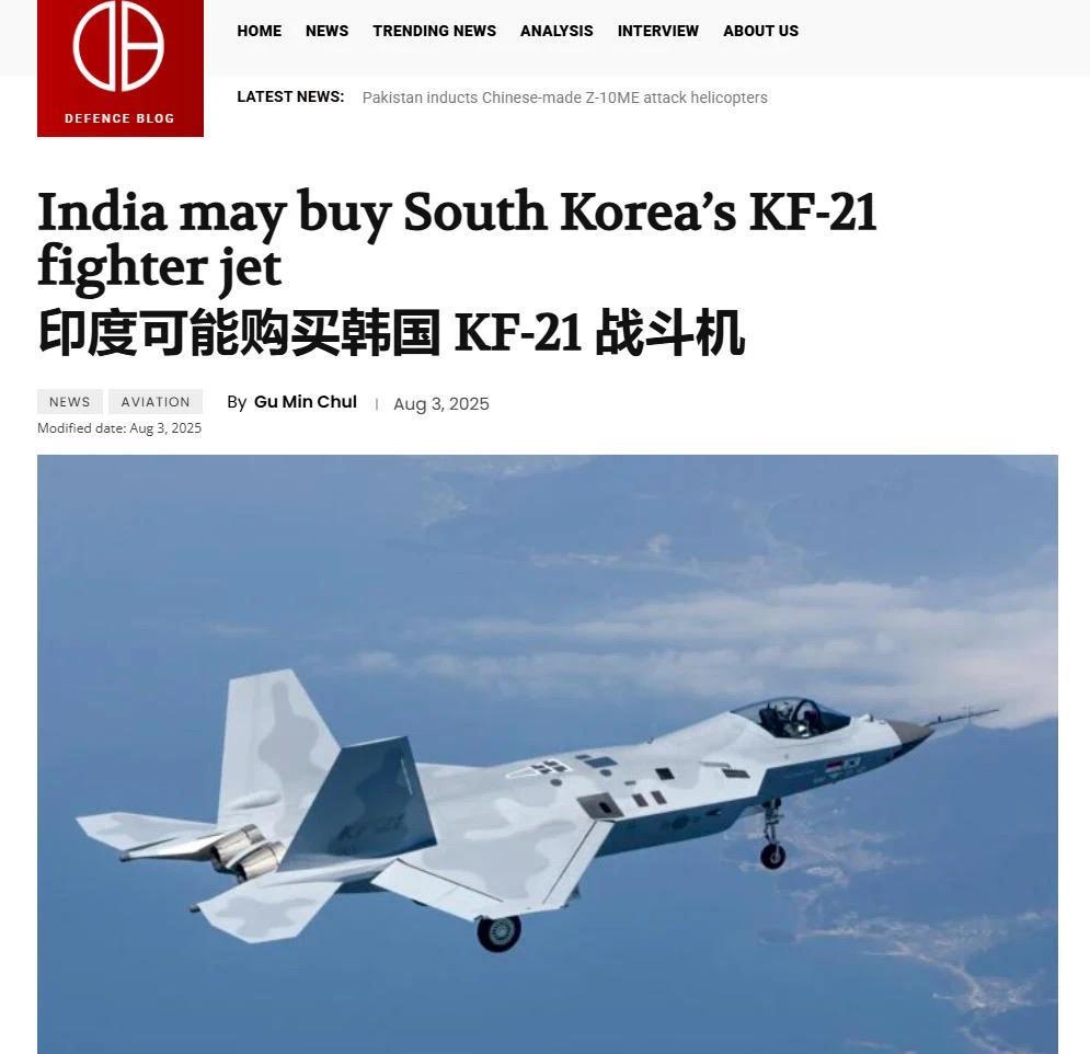 最近韩国的五代机再次出圈，又一个国家考虑购买其自研五代机KF-21。根据防务博