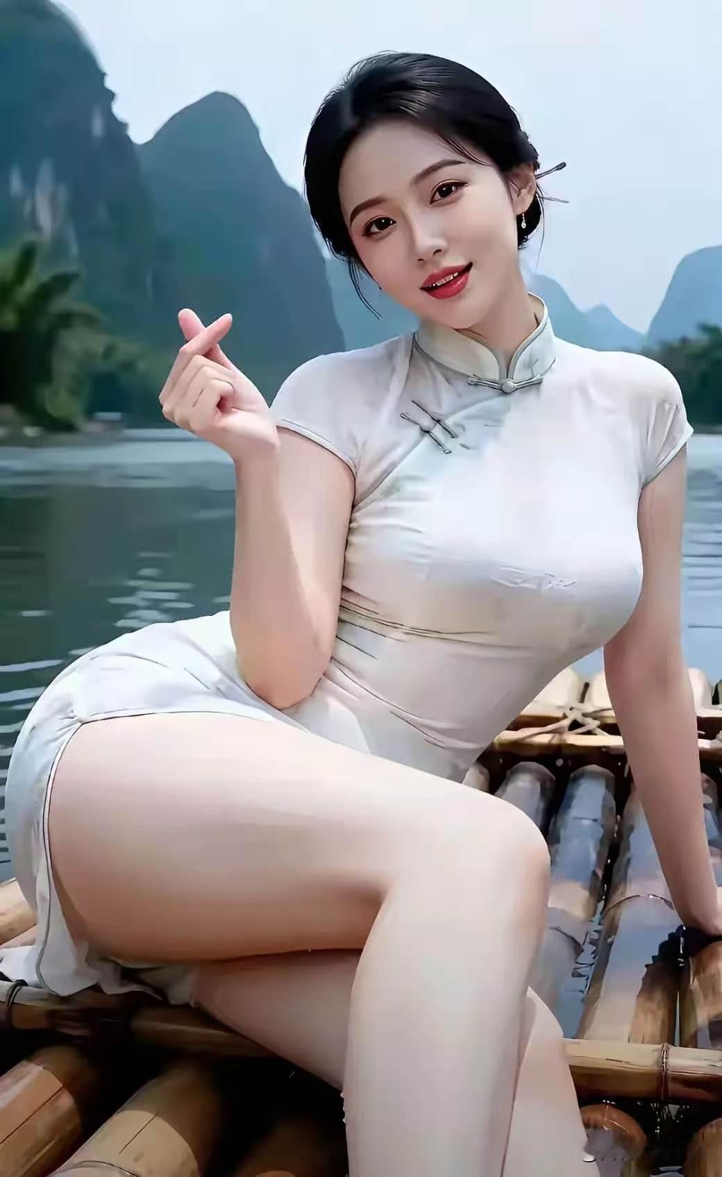 虞美人·竹溪佳人晴江叠翠山如染，竹筏浮波浅。素衣裁得浣云纱，笑指菱花轻捻