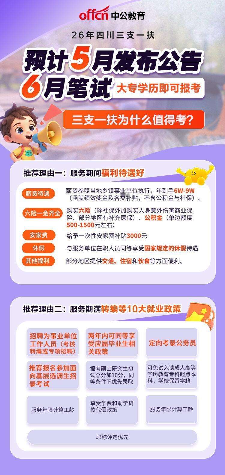 【三支一扶为什么值得考？】2026年四川三支一扶招募：5月发公告、6月笔试，大专