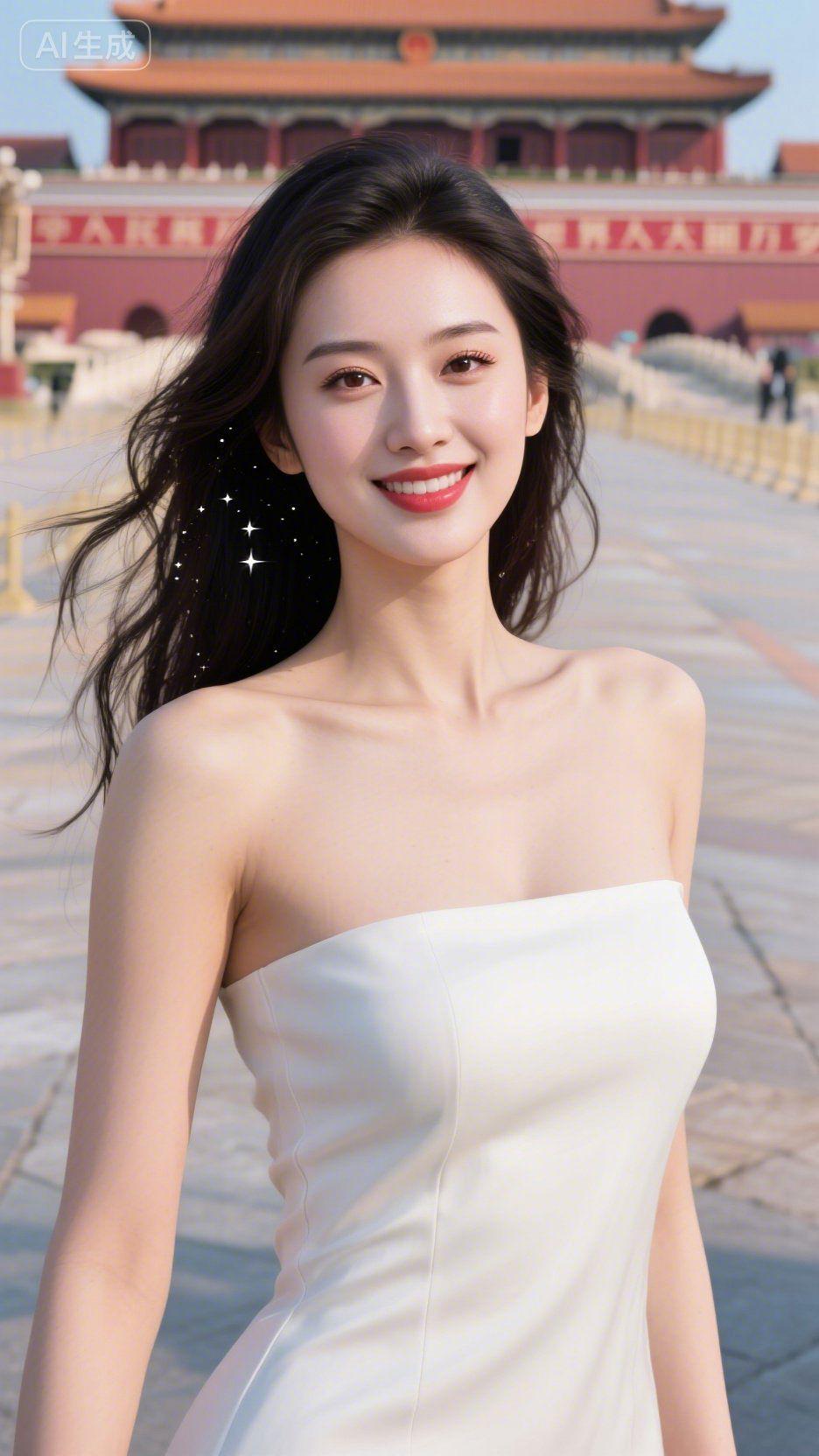 天安门晴日览胜丹楼映日入云天碧宇澄明瑞气绵重檐焕彩承清旭飞阁流辉接远