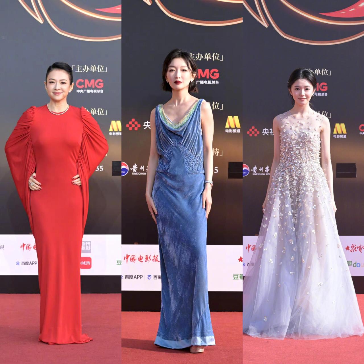 左边是章子怡，1979年出生，身高164cm。中间是周冬雨，1992年出生，身