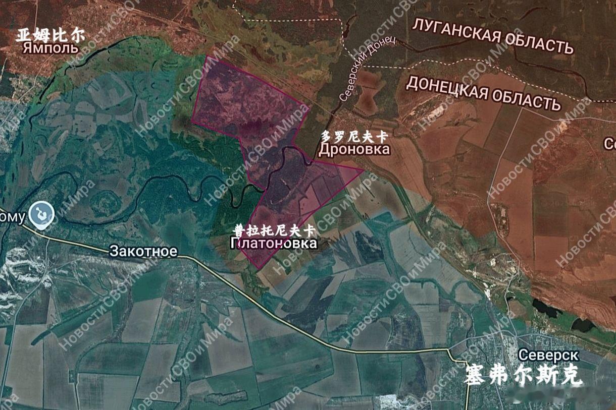 11月17日俄军占领了塞弗尔斯克西北的普拉托尼夫卡（图1），俄军明显是奔着切断塞