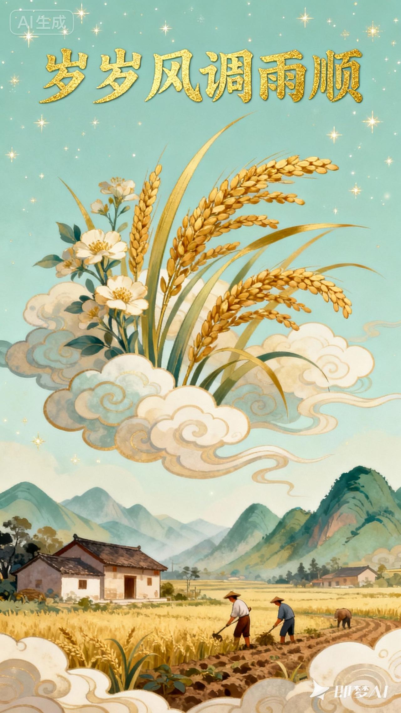 岁岁风调雨顺，请赐下联下联：年年物阜民康赏析：这幅对联的下联“年年物阜民康”