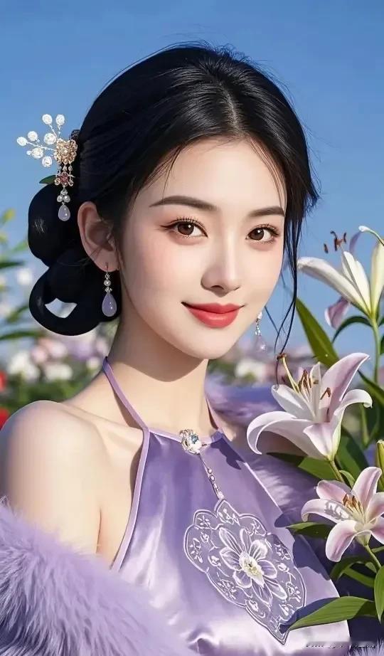 女人最美是气质还是最美的是善良?紫缎裹着柔云，钗钿坠了星子。百合浸在晴光里，连