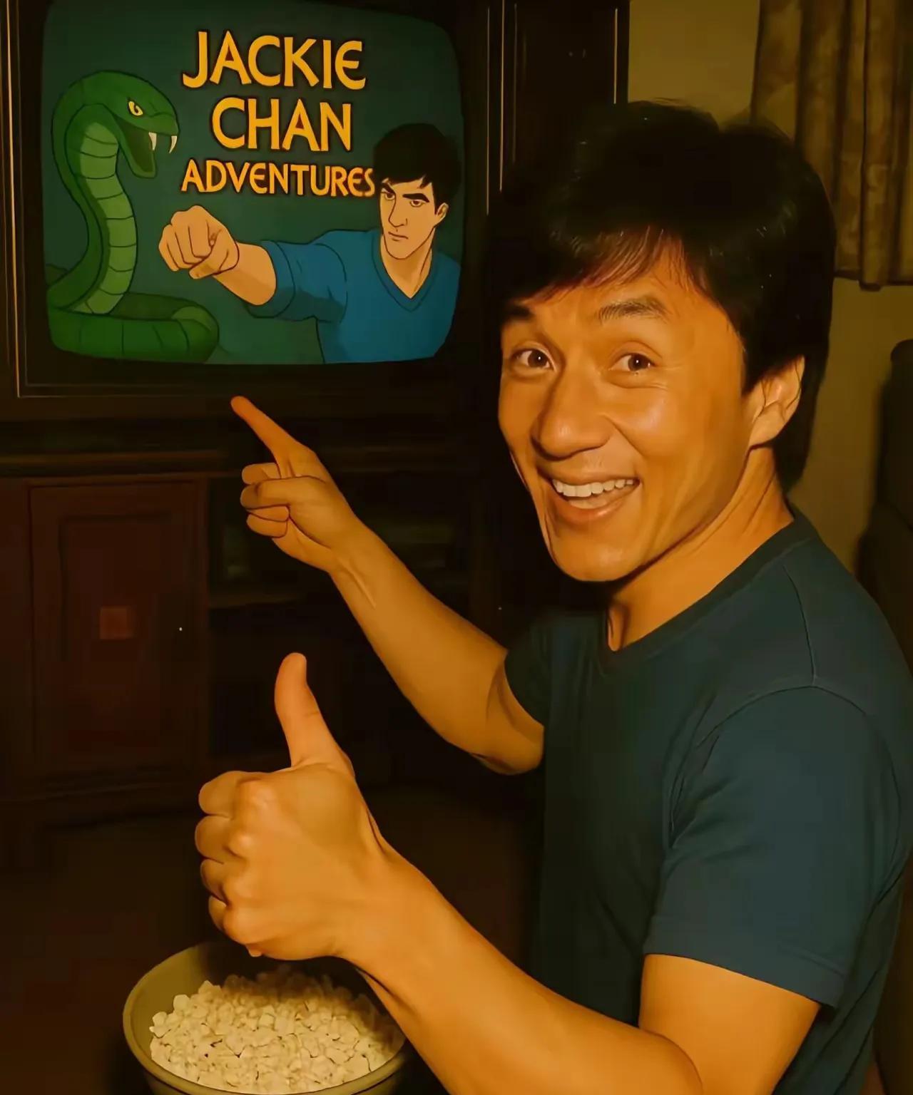 成龙年轻的还是挺帅气的啊！笑起来有点意思啊！成龙是一位优秀的演员，演技棒棒的，