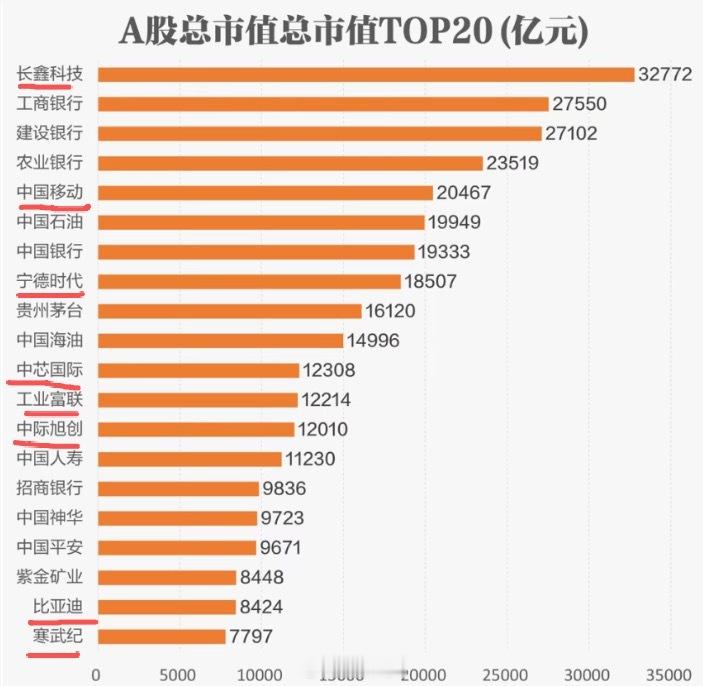 看了下，今天长鑫成为A股的市值新王！大A最新前20大市值排名，科技有长鑫科技、中