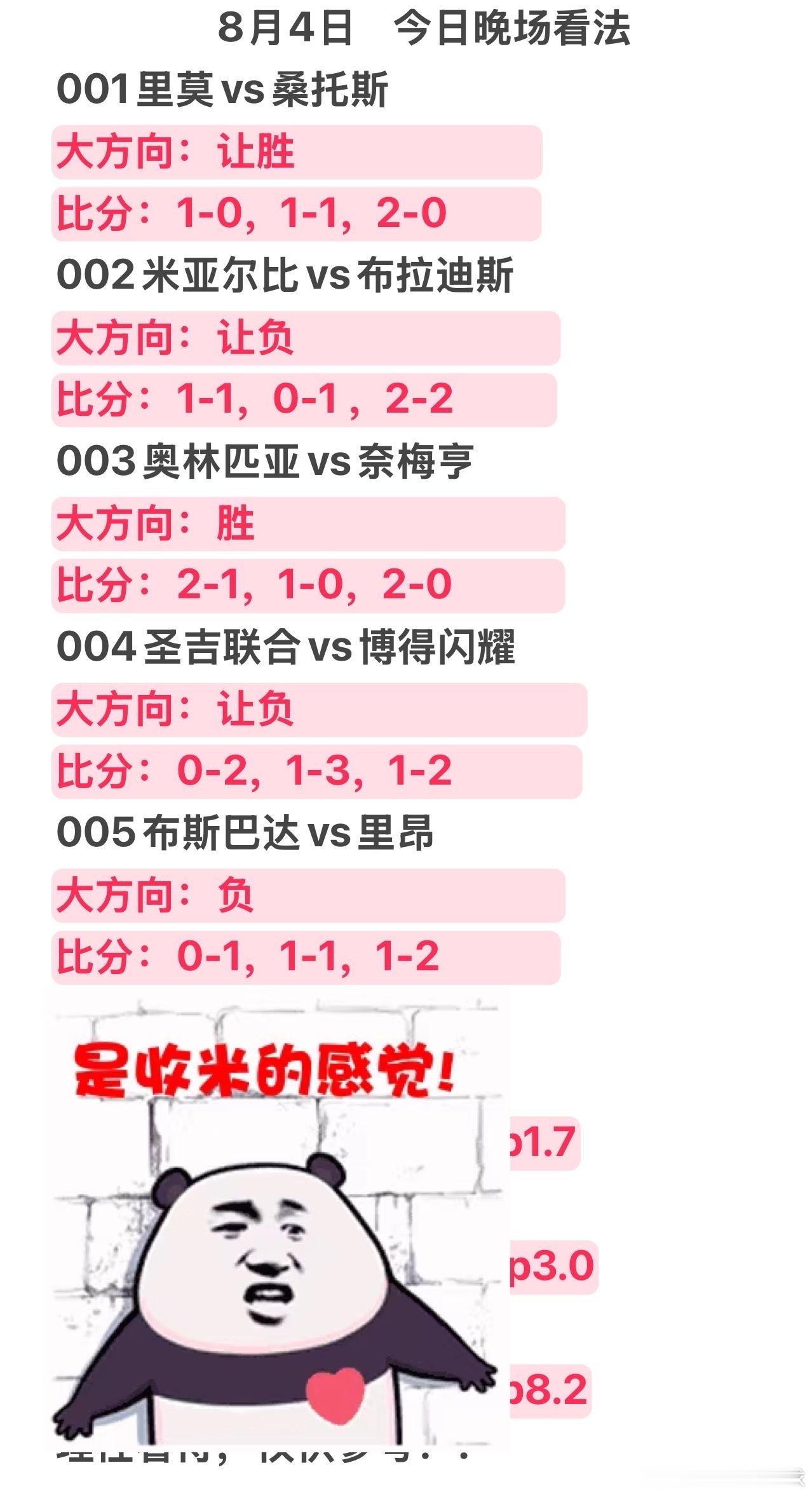 8月4日，今日足球预测体育足球每日足球推荐