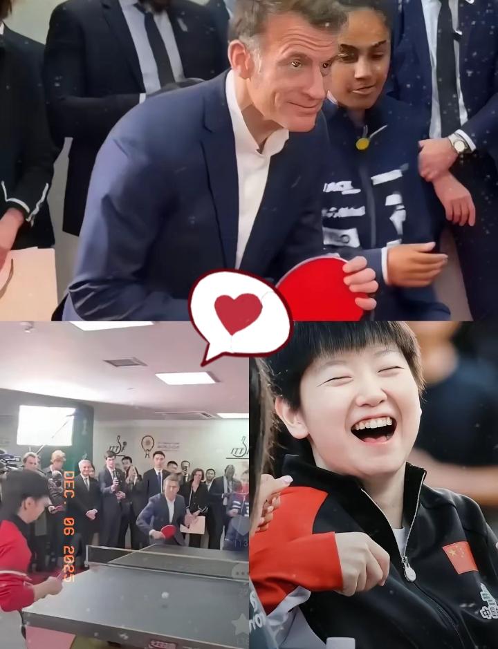 孙颖莎这波“国际圈粉”，直接把体育的魅力焊在了世界舞台上！马克龙访华